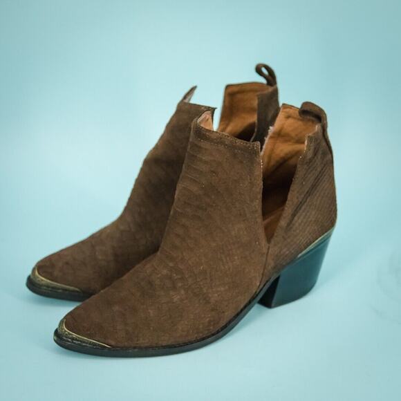 Jeffrey Campbell Shoes - Jeffrey Campbell Size 10 Cromwell Brown Leather Metal Toe Heel Western Boots